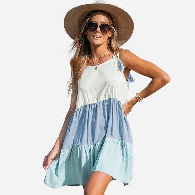 Women's Colorblock Tassel Tie Mini Dress - Cupshe 8 Women's Colorblock Tassel Tie Mini Dress - Cupshe - Image 6