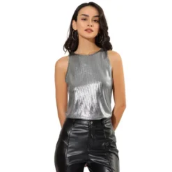 Allegra K Women's Party Shiny Sleeveless Club Metallic Tank Top 35 Allegra K Women's Party Shiny Sleeveless Club Metallic Tank Top -Mizuno Shop GUEST 52b7d259 a5ab 4e13 a89a b8fea1c6d836