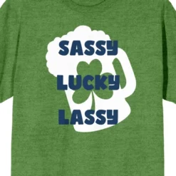 Bioworld St. Patrick's Day Sassy Lucky Lassy Crew Neck Short Sleeve Irish Heather Women's T-shirt