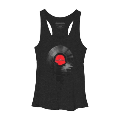 Women's Design By Humans Vinyl Record Music LP Classic 80s Sunset By MinShop Racerback Tank Top 4 Women's Design By Humans Vinyl Record Music LP Classic 80s Sunset By MinShop Racerback Tank Top - Image 2