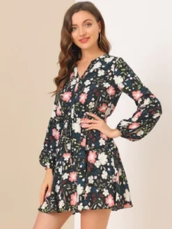 Allegra K Women's Floral Print Button Front Puff Sleeve Tie Waist Shirt Dress 13 Allegra K Women's Floral Print Button Front Puff Sleeve Tie Waist Shirt Dress -Mizuno Shop GUEST 54b7a021 cc69 481e af7e 2359406b5254