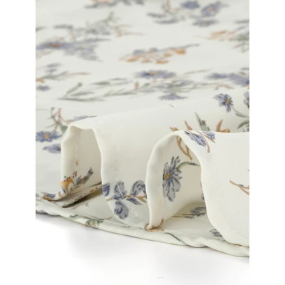 Allegra K Women's Vintage Floral Peter Pan Collar High Waist Puff Sleeve A-line Flowy Midi Dress 7 Allegra K Women's Vintage Floral Peter Pan Collar High Waist Puff Sleeve A-line Flowy Midi Dress - Image 5