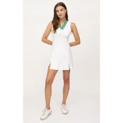 90 Degree By Reflex Womens V-Neck Slit Dress With Contrast Stripe 15 90 Degree By Reflex Womens V-Neck Slit Dress With Contrast Stripe -Mizuno Shop GUEST 5bb2fe0f 8376 4d26 b1d5 87bd9d3e0b37