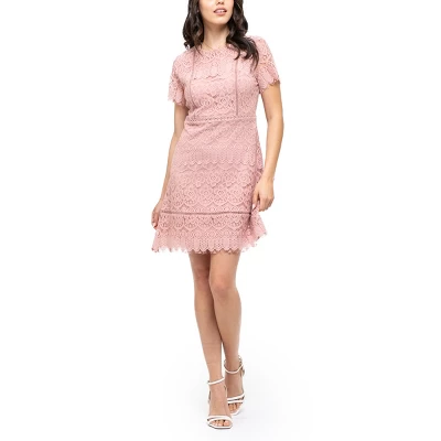 August Sky Women's Scalloped Lace Mini Dress 5 August Sky Women's Scalloped Lace Mini Dress - Image 3