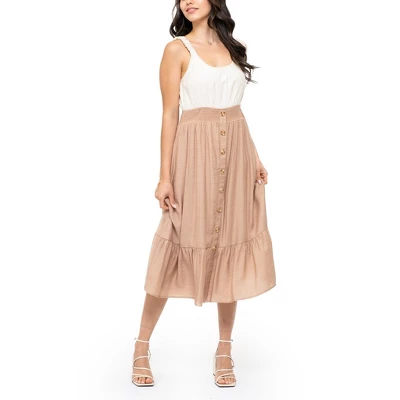 August Sky Women's Ruffle Strap Two-fer Midi Dress 4 August Sky Women's Ruffle Strap Two-fer Midi Dress - Image 2