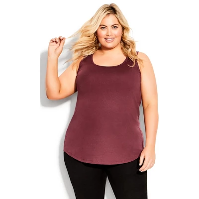 Women's Plus Size Plain Tank - Plum | AVENUE 8 Women's Plus Size Plain Tank - Plum | AVENUE - Image 6