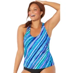 Swimsuits For All Women’s Plus Size Chlorine Resistant Racerback Tankini Top -Mizuno Shop GUEST 62165280 65b5 4294 8454 22f24b9aa3c8