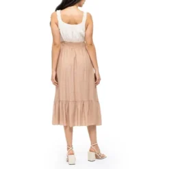 August Sky Women's Ruffle Strap Two-fer Midi Dress