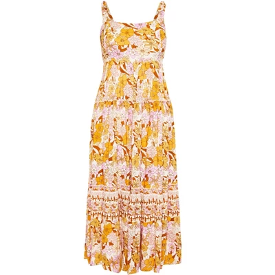 Women's Plus Size Taya Tiered Border Maxi Dress - Pink | AVENUE 4 Women's Plus Size Taya Tiered Border Maxi Dress - Pink | AVENUE - Image 2