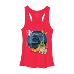 Women's Design By Humans Puppy Dog Witch Hat Halloween Ghost By Fractals Racerback Tank Top -Mizuno Shop GUEST 62587293 df84 4fe4 afe5 385f57d317a7