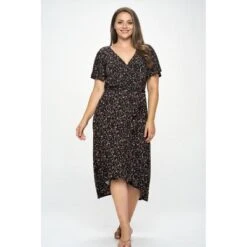 WEST K Women's Georgia Plus Size Faux-Wrap Dress With High-Low Hem And Tie Waist -Mizuno Shop GUEST 64b264b8 c13a 4562 aba7 f5d6ed079cd0