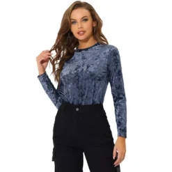 Allegra K Women's Casual Vintage Velvet Crew Neck Long Sleeve T-shirts -Mizuno Shop GUEST 65c37ea6 7651 4317 80e8 3f8c10ab9eae