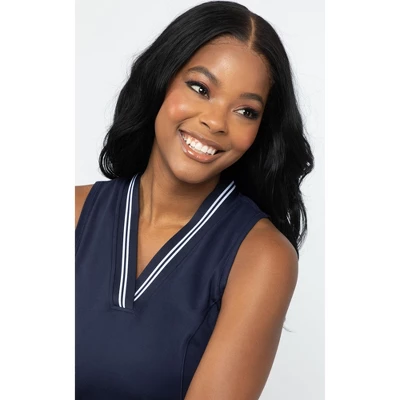 90 Degree By Reflex Womens V-Neck Slit Dress With Contrast Stripe 5 90 Degree By Reflex Womens V-Neck Slit Dress With Contrast Stripe - Image 3