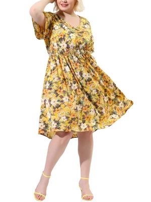 Agnes Orinda Women's Plus Size V Neck Floral Beach Midi Dress 8 Agnes Orinda Women's Plus Size V Neck Floral Beach Midi Dress - Image 6