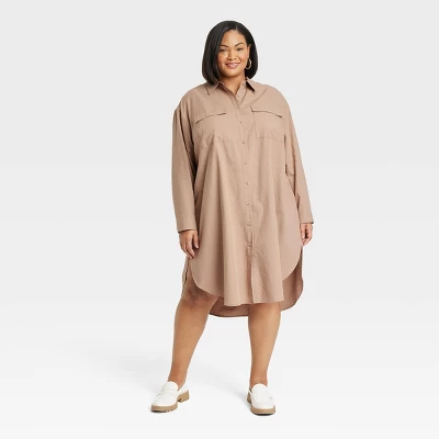 Women's Long Sleeve Button-Down Midi Shirtdress - Ava & Viv™ 8 Women's Long Sleeve Button-Down Midi Shirtdress - Ava & Viv™ - Image 6