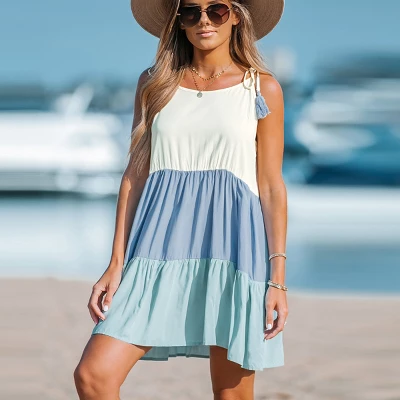 Women's Colorblock Tassel Tie Mini Dress - Cupshe 6 Women's Colorblock Tassel Tie Mini Dress - Cupshe - Image 4