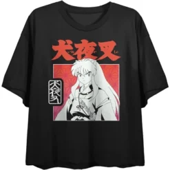 Inuyasha Black And Women's White Black Crop T-shirt -Mizuno Shop GUEST 6c1dead1 2d91 4e64 a34a 0a816135a653