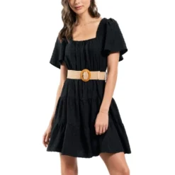 August Sky Women's Contrast Belt Mini Dress -Mizuno Shop GUEST 6dc6ee47 2c06 4a8a be36 5d0987983f8c