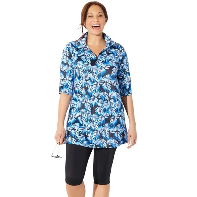 Swimsuits For All Women’s Plus Size Sun Resistant Quarter Zip Swim Top 3 Swimsuits For All Women’s Plus Size Sun Resistant Quarter Zip Swim Top