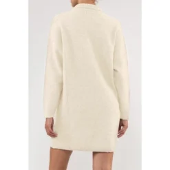 August Sky Women's Collared Henley Lightweight Sweater Mini Dress