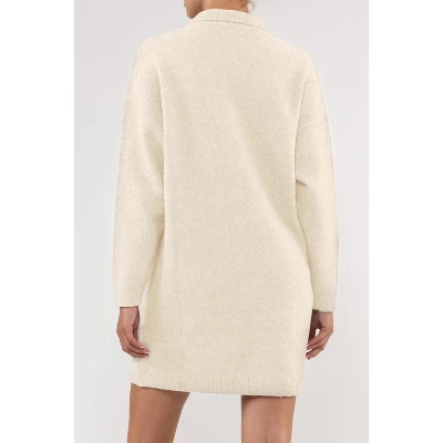 August Sky Women's Collared Henley Lightweight Sweater Mini Dress 3 August Sky Women's Collared Henley Lightweight Sweater Mini Dress