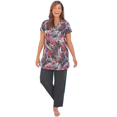 Swim 365 Women’s Plus Size Longer Length Short-Sleeve Swim Tunic 14 Swim 365 Women’s Plus Size Longer Length Short-Sleeve Swim Tunic - Image 12