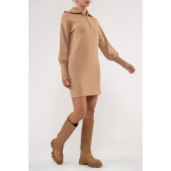 August Sky Women's Half Zip Oversized Collar Sweater Dress -Mizuno Shop GUEST 782bd74e b627 4f56 8e6c c3f8255b56e6