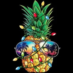 Junior's Design By Humans Pineapple Christmas Tree Lights Xmas Men Gifts Sunglasses T-Shir By NekoShop T-Shirt