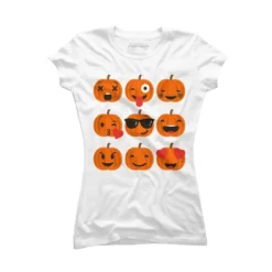 Junior's Design By Humans Halloween Pumpkins Emoji By Honeytree T-Shirt -Mizuno Shop GUEST 7a7f8d36 1737 42d9 94a2 4516350ed3dc