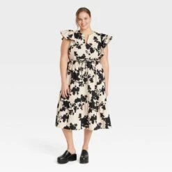 Women's Flutter Short Sleeve Midi Dress - A New Day™ -Mizuno Shop GUEST 7ae1d7d7 e328 4e6b a2a7 a4bb0409ba54