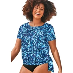 Swimsuits For All Women’s Plus Size Chlorine Resistant Blouson Swim Tee -Mizuno Shop GUEST 7c6dae85 93a8 41aa 94d0 a0011e816968