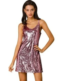 Allegra K Women's Glitter Sparkle Adjustable Prom Strap Mini Sequin Dress -Mizuno Shop GUEST 7dad0523 3e6c 4c64 b8b7 8e15f33b7268