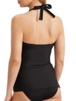 Birdsong Women's Eco Onyx Ruffle Halter Underwire Tankini Top - S10234-EONYX