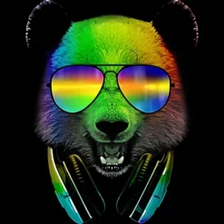 Women's Design By Humans DJ Panda By Clingcling Racerback Tank Top