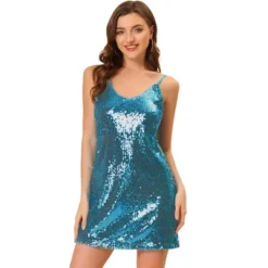 Allegra K Women's Glitter Sparkle Adjustable Prom Strap Mini Sequin Dress -Mizuno Shop GUEST 828ea832 a33e 4ec0 9bbd ef02d6a1b6ba