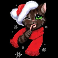 Women's Design By Humans Christmas Cat By POLINART Racerback Tank Top