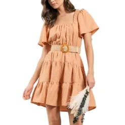 August Sky Women's Contrast Belt Mini Dress -Mizuno Shop GUEST 848add4b 4fcc 4924 be35 a969fe4f1f3a