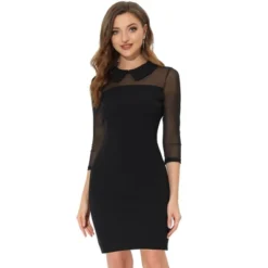 Allegra K Women's Mesh Panel Dress Sheer Sleeve Peter Pan Collar Dresses -Mizuno Shop GUEST 85420bb1 936d 4d0f b172 e13b7b324769