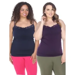 Women's Plus Size Lace Tank Tops Pack Of 2 - One Size Fits Most Plus - White Mark -Mizuno Shop GUEST 86a8b680 16e8 4ba3 929c 9245e055a87b