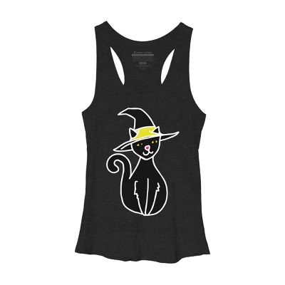 Women's Design By Humans Halloween Witchy Cat By BubbSnugg Racerback Tank Top 5 Women's Design By Humans Halloween Witchy Cat By BubbSnugg Racerback Tank Top - Image 3