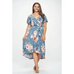 WEST K Women's Georgia Plus Size Faux-Wrap Dress With High-Low Hem And Tie Waist -Mizuno Shop GUEST 8741f363 eec8 4ca5 a469 30c7a0749a94