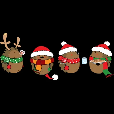 Junior's Design By Humans Christmas Hedgehogs By Mangulica T-Shirt 3 Junior's Design By Humans Christmas Hedgehogs By Mangulica T-Shirt