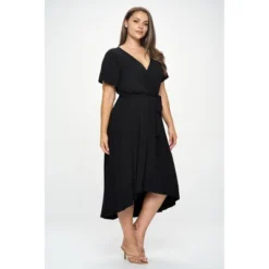 WEST K Women's Georgia Plus Size Faux-Wrap Dress With High-Low Hem And Tie Waist