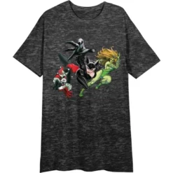 DC COMICS Catwoman Poison Ivy Harley Quinn Women's Heather Charcoal Night Shirt -Mizuno Shop GUEST 95e757f9 a8a8 466e 9135 ced73694916e