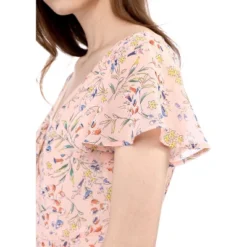 Allegra K Women's Floral Printed Spring Summer Flare Short Sleeve Lace-up V Neck Chiffon Dress -Mizuno Shop GUEST 9f228679 63b9 435c 82a1 2b243262301f