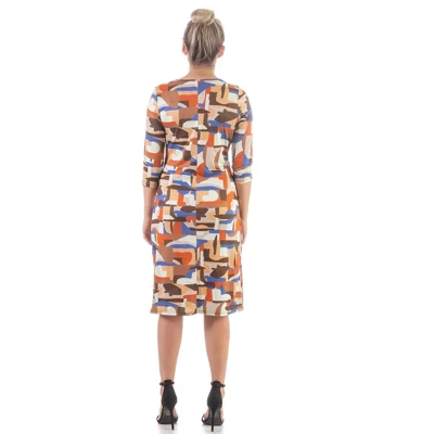 24seven Comfort Apparel Orange Faux Wrap Knee Length Cocktail Dress 4 24seven Comfort Apparel Orange Faux Wrap Knee Length Cocktail Dress - Image 2