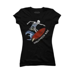 Junior's Design By Humans Halloween Surfing Zombie Skeleton Funny Costume T Shirt By Graceandfinn T-Shirt -Mizuno Shop GUEST a274b270 655a 4c9d 9aad e1d5d2b3dde8
