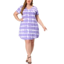 Agnes Orinda Women's Plus Size Tie Dye Trendy V Neck High Low Hem Casual Dresses -Mizuno Shop GUEST a5daa7d0 0ddc 4795 bed4 242fa4389345