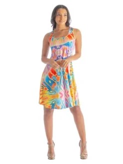 Womens Multicolored Pattern Knee Length Sleeveless Tank Top Dress -Mizuno Shop GUEST a60d07da 88b6 4817 848e e99d4e64946b