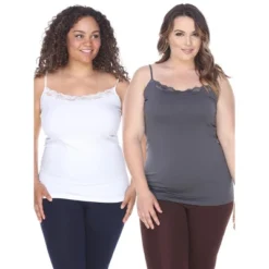 Women's Plus Size Lace Tank Tops Pack Of 2 - One Size Fits Most Plus - White Mark -Mizuno Shop GUEST a6b1391e db60 4690 afea 6e9dfb128026